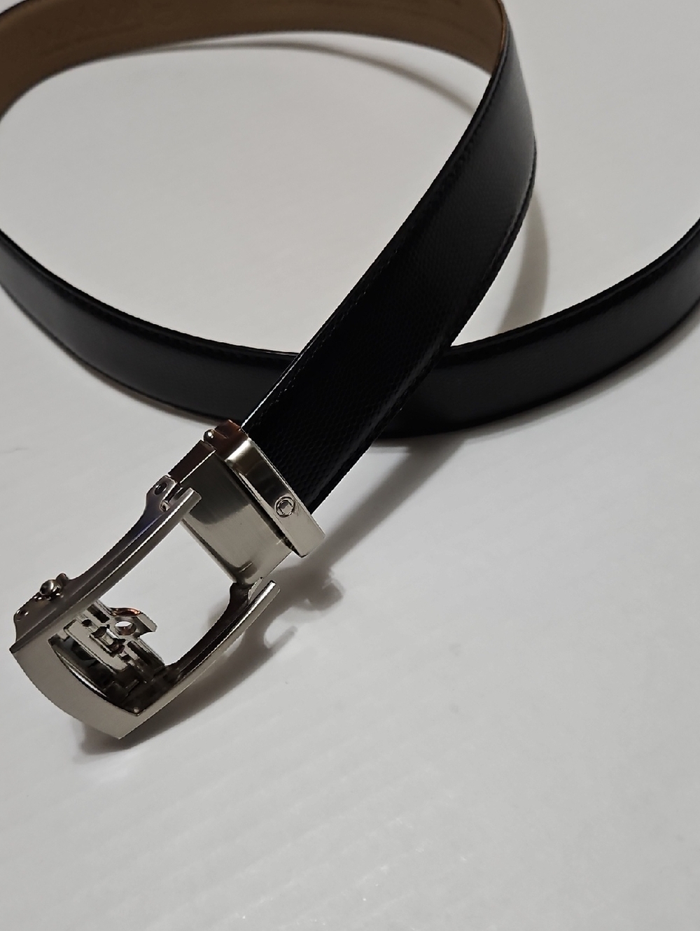 Nexbelt Classic Black Men's Leather Belt with Silver Buckle Size M - Picture 2 of 12